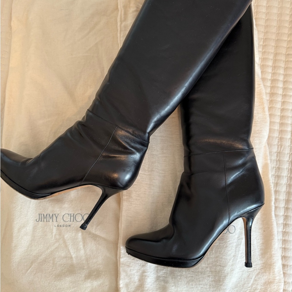 Jimmy Choo Sleek Black Heeled Boots